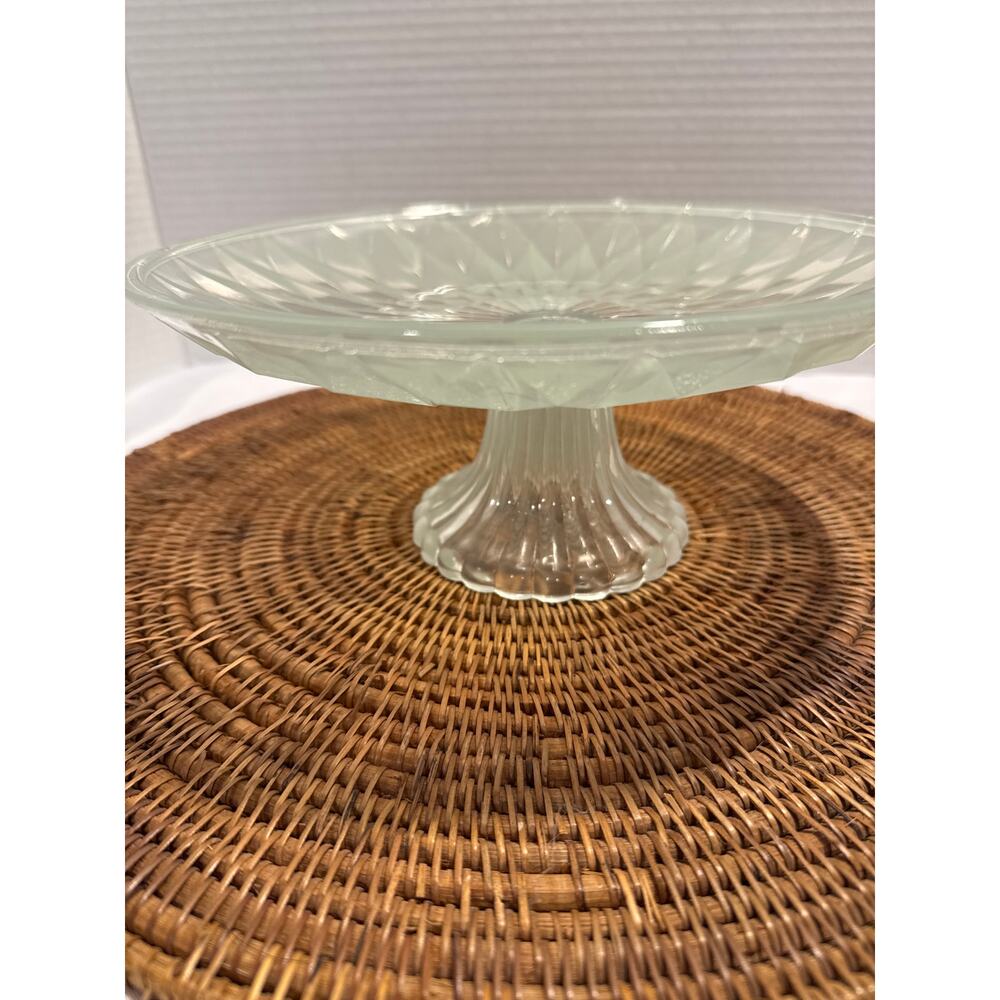 Lightly Frosted Glass Pedestal Cake Stand, Dessert Plate, Party  Serve ware